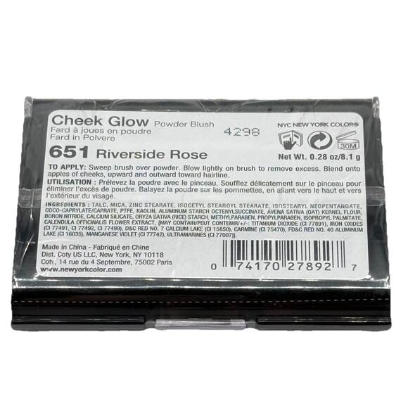 NYC New York Color Cheek Glow Powder Blush 651A Riverside Rose - NEW SEALED - Picture 2 of 2